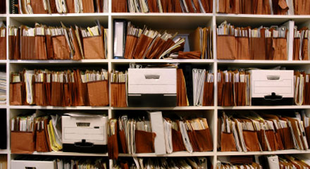 Photo of Old Files on Shelves